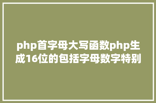 php首字母大写函数php生成16位的包括字母数字特别符号年夜小写的函数 Docker