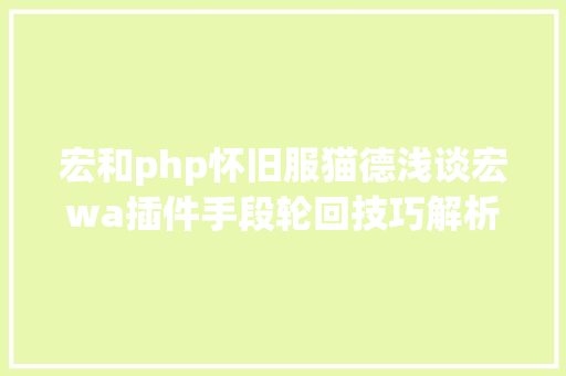 宏和php怀旧服猫德浅谈宏wa插件手段轮回技巧解析