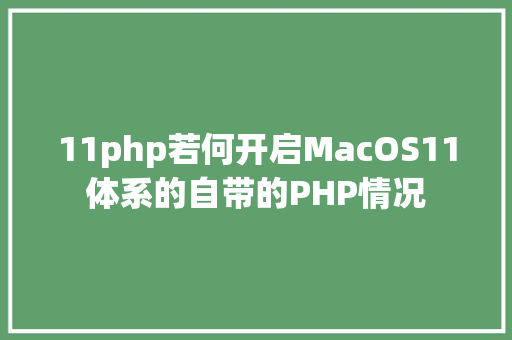 11php若何开启MacOS11体系的自带的PHP情况