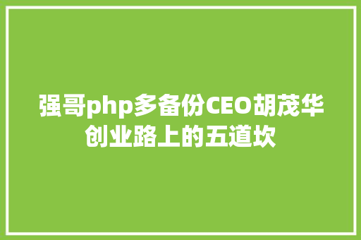 强哥php多备份CEO胡茂华创业路上的五道坎