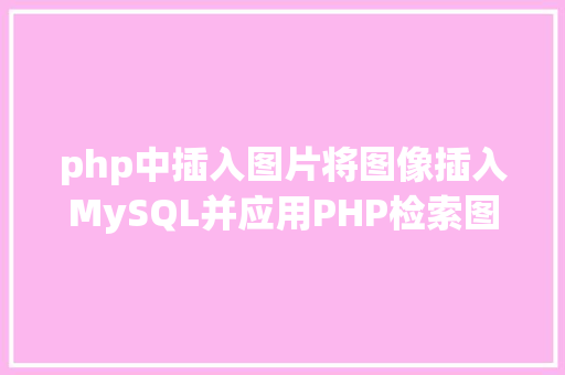 php中插入图片将图像插入MySQL并应用PHP检索图像