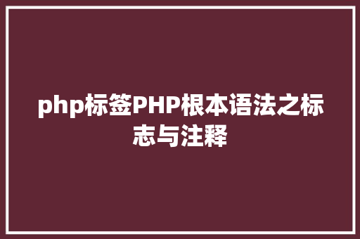 php标签PHP根本语法之标志与注释 HTML