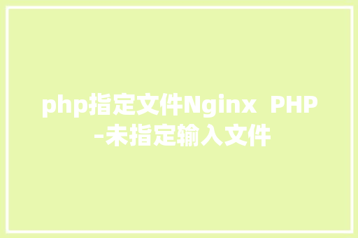 php指定文件Nginx  PHP –未指定输入文件