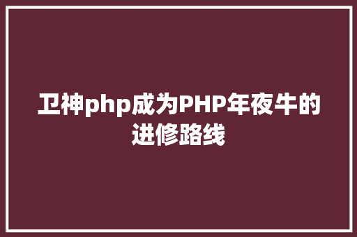 卫神php成为PHP年夜牛的进修路线