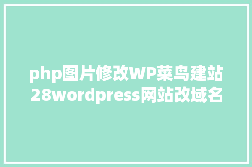 php图片修改WP菜鸟建站28wordpress网站改域名后批量修正图片地址