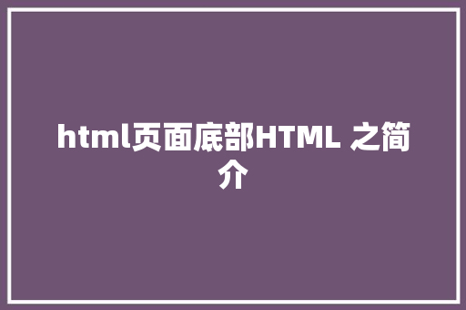 html页面底部HTML 之简介 React