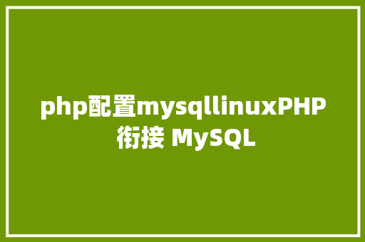 php配置mysqllinuxPHP 衔接 MySQL Angular