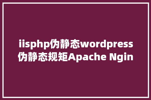 iisphp伪静态wordpress伪静态规矩Apache Nginx IIS Node.js