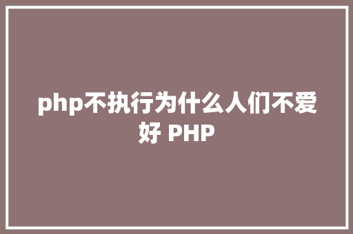 php不执行为什么人们不爱好 PHP Vue.js