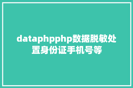 dataphpphp数据脱敏处置身份证手机号等 Webpack