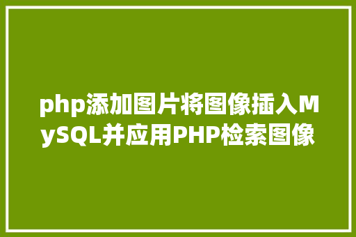 php添加图片将图像插入MySQL并应用PHP检索图像