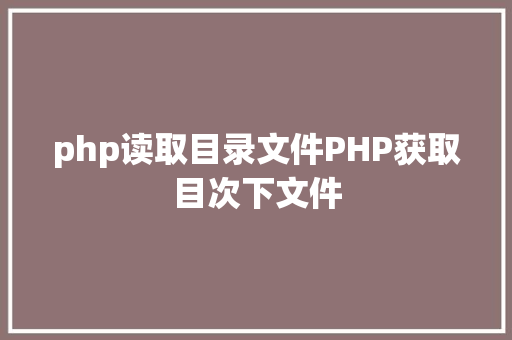 php读取目录文件PHP获取目次下文件 Docker