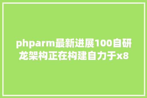 phparm最新进展100自研龙架构正在构建自力于x86Arm的软件生态