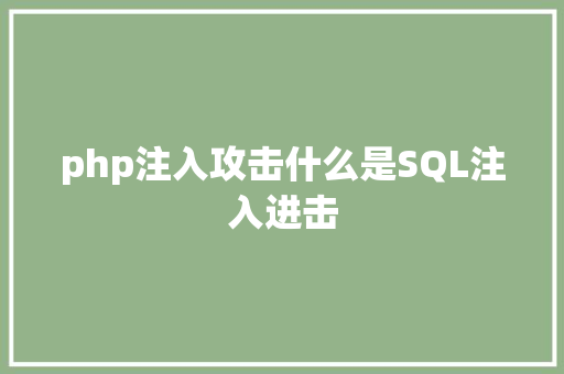 php注入攻击什么是SQL注入进击