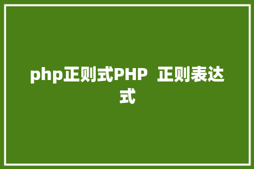 php正则式PHP  正则表达式