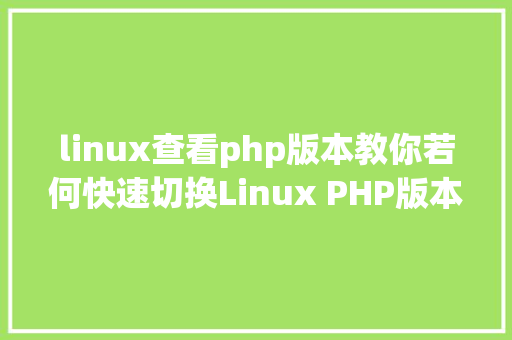 linux查看php版本教你若何快速切换Linux PHP版本 Angular