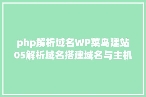 php解析域名WP菜鸟建站05解析域名搭建域名与主机之间的桥梁 SQL