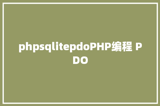 phpsqlitepdoPHP编程 PDO Python