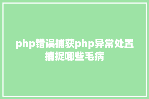 php错误捕获php异常处置捕捉哪些毛病 PHP