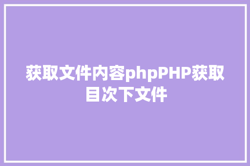 获取文件内容phpPHP获取目次下文件 Webpack