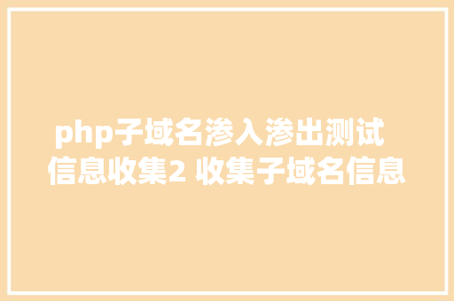 php子域名渗入渗出测试  信息收集2 收集子域名信息