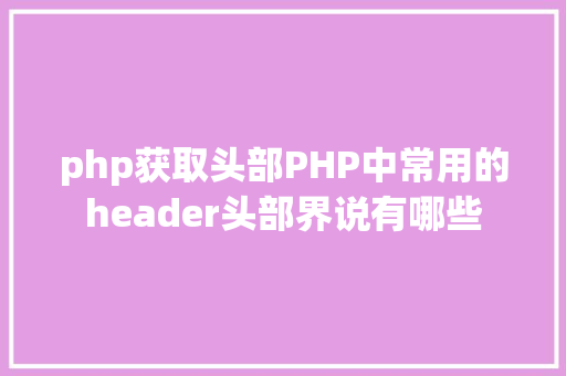 php获取头部PHP中常用的header头部界说有哪些