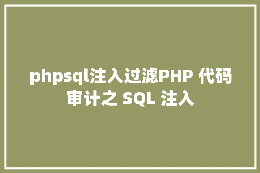 phpsql注入过滤PHP 代码审计之 SQL 注入