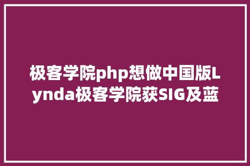 极客学院php想做中国版Lynda极客学院获SIG及蓝驰创投2200万美元B轮融资