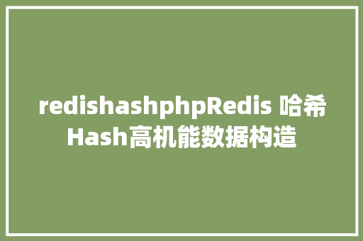 redishashphpRedis 哈希Hash高机能数据构造 NoSQL