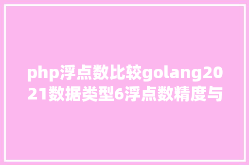 php浮点数比较golang2021数据类型6浮点数精度与比拟