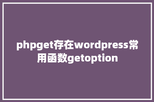 phpget存在wordpress常用函数getoption