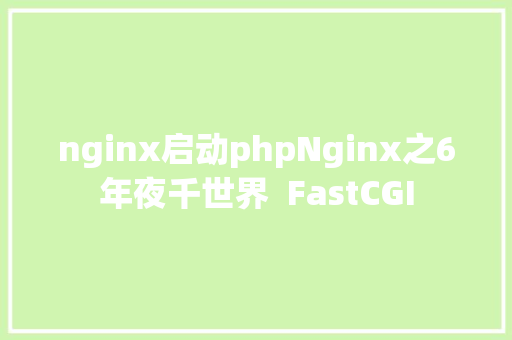 nginx启动phpNginx之6年夜千世界  FastCGI Python