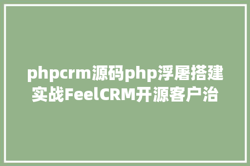 phpcrm源码php浮屠搭建实战FeelCRM开源客户治理体系源码 Python