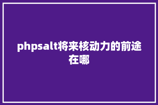 phpsalt将来核动力的前途在哪