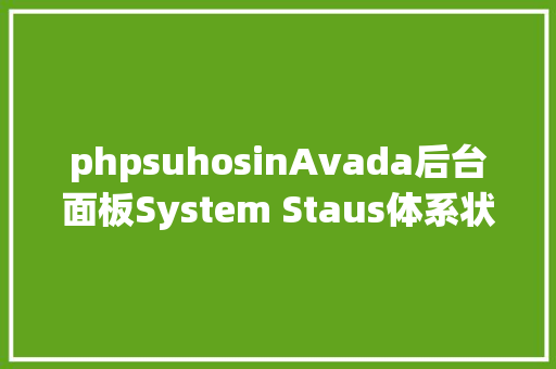 phpsuhosinAvada后台面板System Staus体系状况页面详解 Vue.js