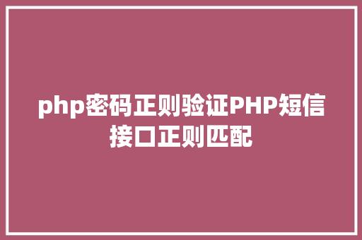 php密码正则验证PHP短信接口正则匹配 Docker