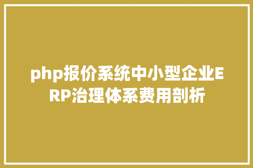 php报价系统中小型企业ERP治理体系费用剖析