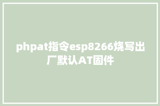 phpat指令esp8266烧写出厂默认AT固件 Angular