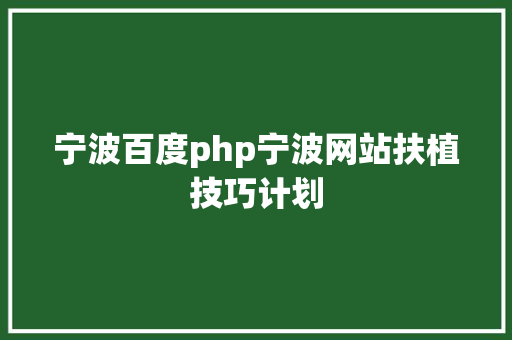 宁波百度php宁波网站扶植技巧计划