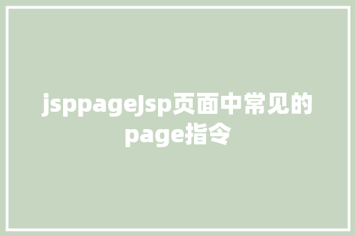 jsppageJsp页面中常见的page指令 React