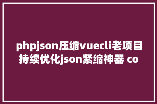 phpjson压缩vuecli老项目持续优化json紧缩神器 compressjson Python