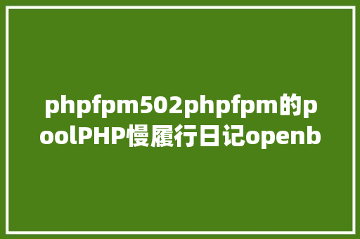 phpfpm502phpfpm的poolPHP慢履行日记openbasedirphpfpm过程治理 Python