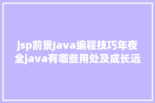 jsp前景Java编程技巧年夜全java有哪些用处及成长远景 PHP