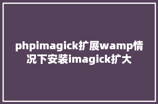 phpimagick扩展wamp情况下安装imagick扩大