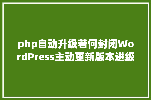 php自动升级若何封闭WordPress主动更新版本进级功效