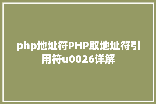 php地址符PHP取地址符引用符u0026详解 Webpack