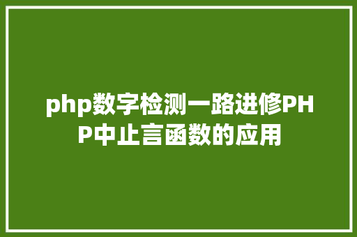 php数字检测一路进修PHP中止言函数的应用