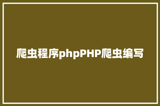 爬虫程序phpPHP爬虫编写 NoSQL