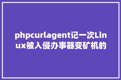 phpcurlagent记一次Linux被入侵办事器变矿机的全进程 CSS