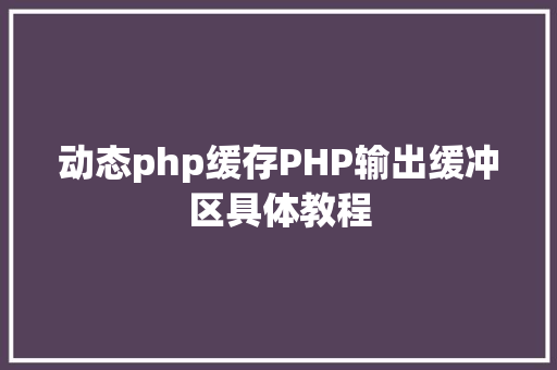 动态php缓存PHP输出缓冲区具体教程 Docker